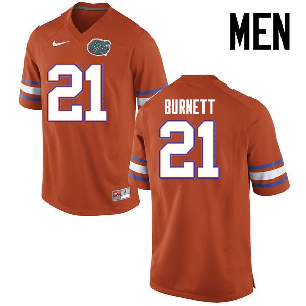 Florida Gators Men #21 McArthur Burnett College Football Jerseys Orange